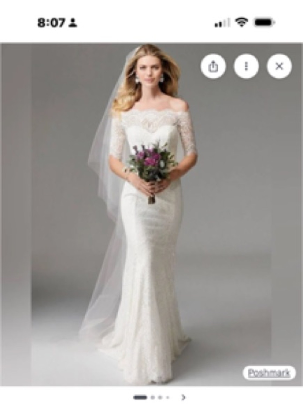 Wtoo Off-Shoulder Lace Mermaid Wedding Gown in White